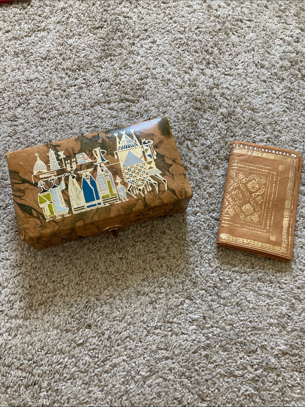 Vintage Egyptian jewelry box and wallet